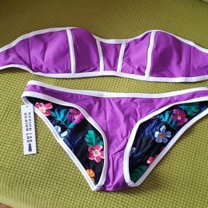 2 piece bikini -purple and white/floral
